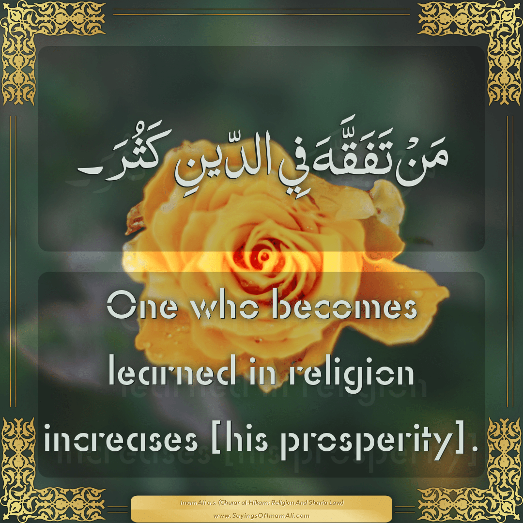 One who becomes learned in religion increases [his prosperity].